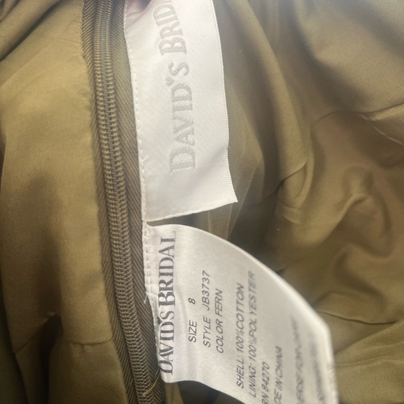 Elegant Olive Green Kids Dress- David’s Bridal size 8 - Picture 4 of 5